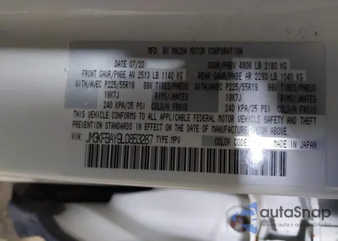 2020 Mazda Cx-5 Grand Touring Reserve из США, поврежденный, VIN JM3KFBAY9L0853287